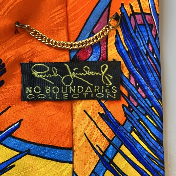 NWOT Rush Limbaugh No Boundaries Collection Tie Bright Peacock Feathers Silk 57” - Picture 4 of 5